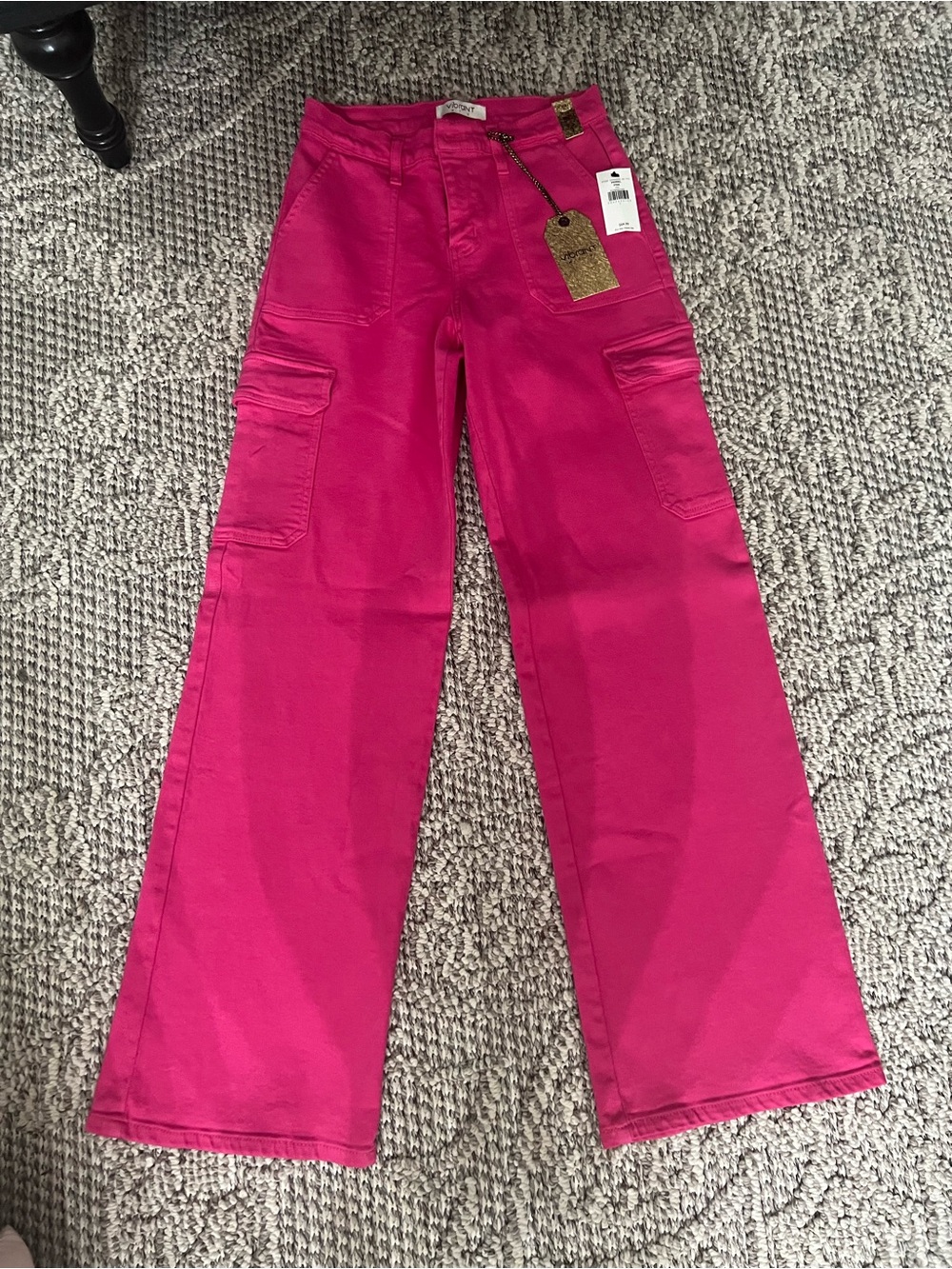 Pink Vibrant Buckle Cargo Jeans